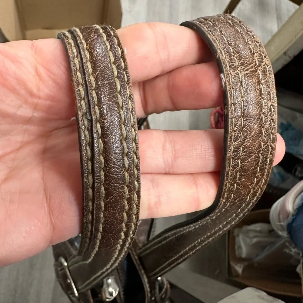 Fossil Brown Signature Canvas & Leather Buckle Tote Bag